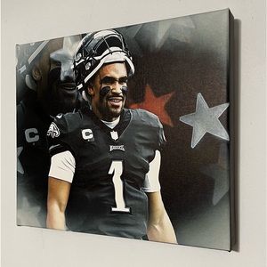 Jalen Hurts-PHILADELPHIA EAGLES canvas print wall art size 12x14in